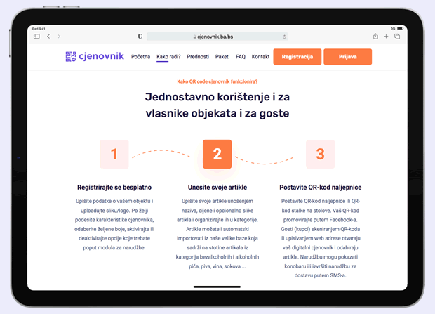 Cjenovnik.ba - QR-Code digitale Menüs und Preislisten